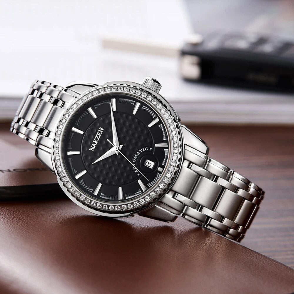 NAKZEN Men Mechanical Watch Men's Automatic Miyota 8215 Movement Diamond Watches