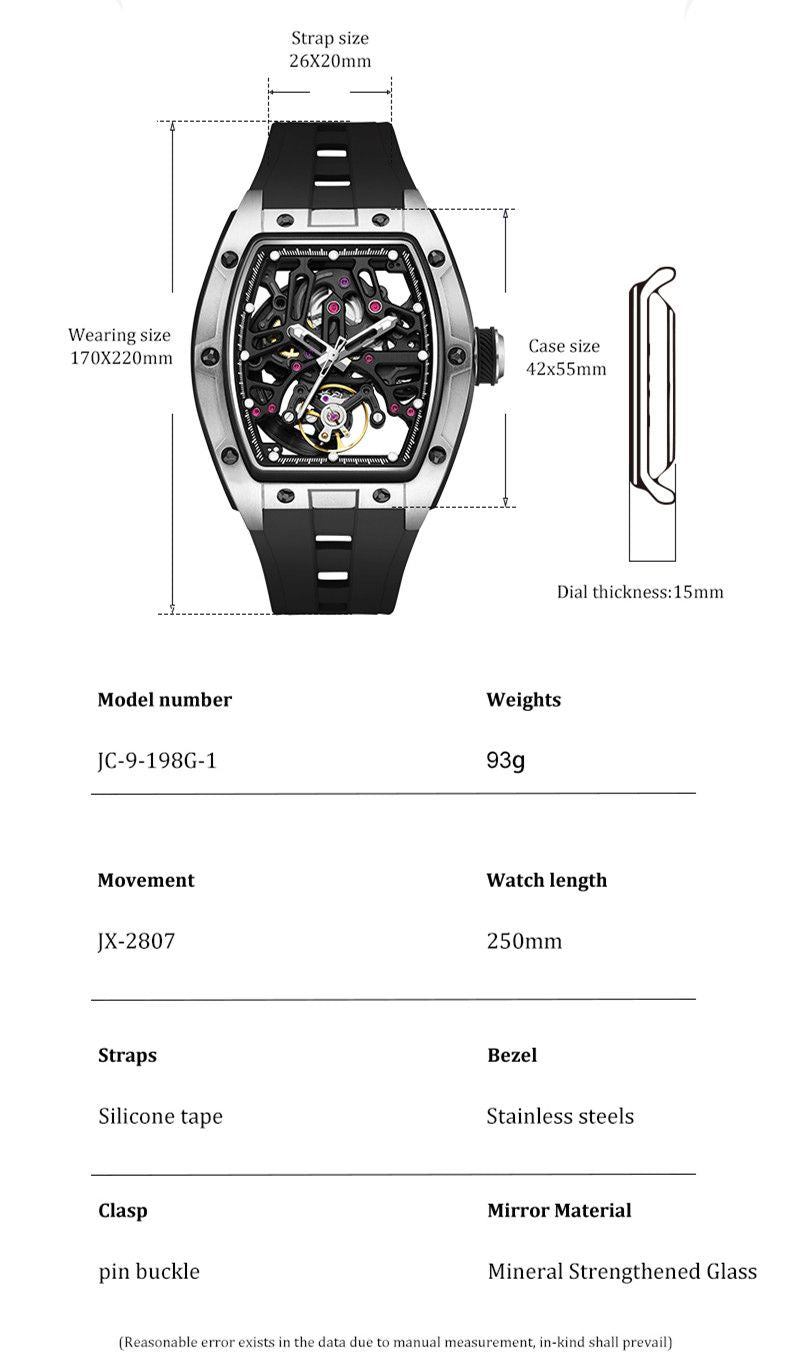 New Skeleton Dial Watches for Men Stainless Steel Case Automatic Mechanical Wristwatch