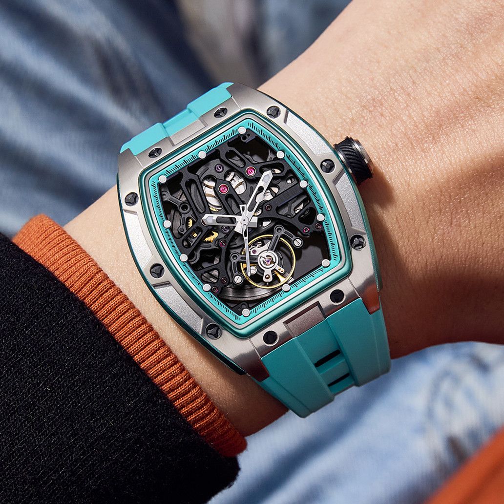 New Skeleton Dial Watches for Men Stainless Steel Case Automatic Mechanical Wristwatch