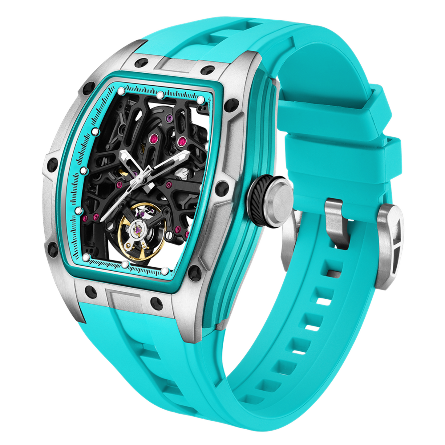 New Skeleton Dial Watches for Men Stainless Steel Case Automatic Mechanical Wristwatch