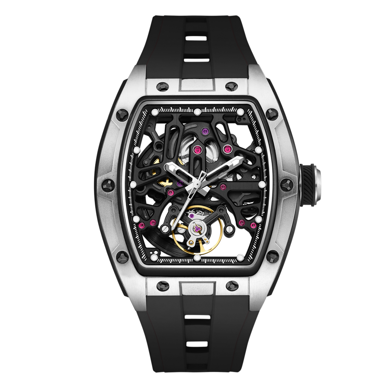 New Skeleton Dial Watches for Men Stainless Steel Case Automatic Mechanical Wristwatch