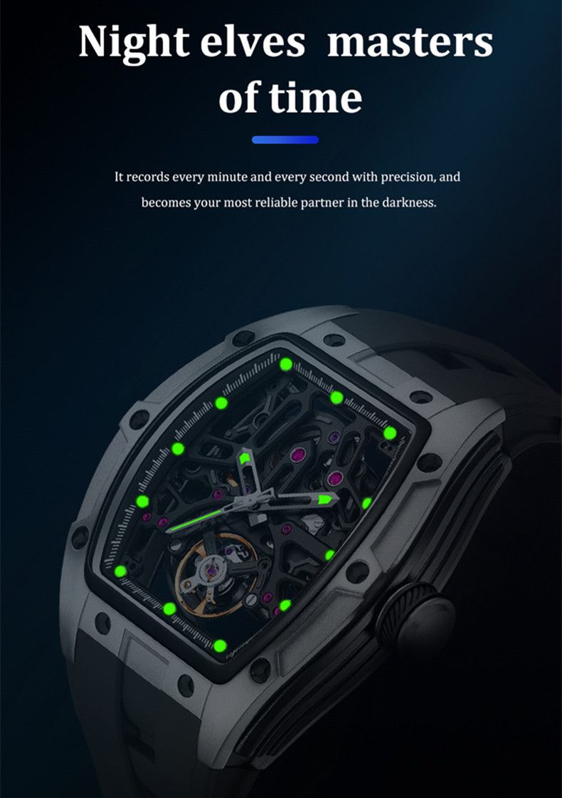 New Skeleton Dial Watches for Men Stainless Steel Case Automatic Mechanical Wristwatch