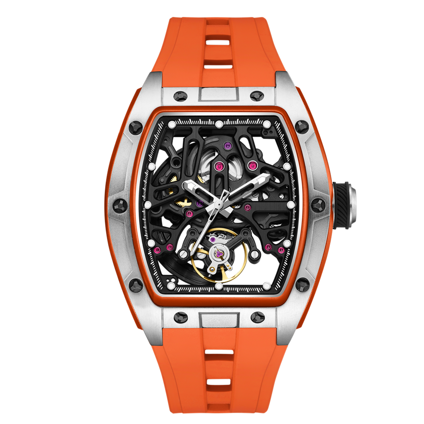 New Skeleton Dial Watches for Men Stainless Steel Case Automatic Mechanical Wristwatch