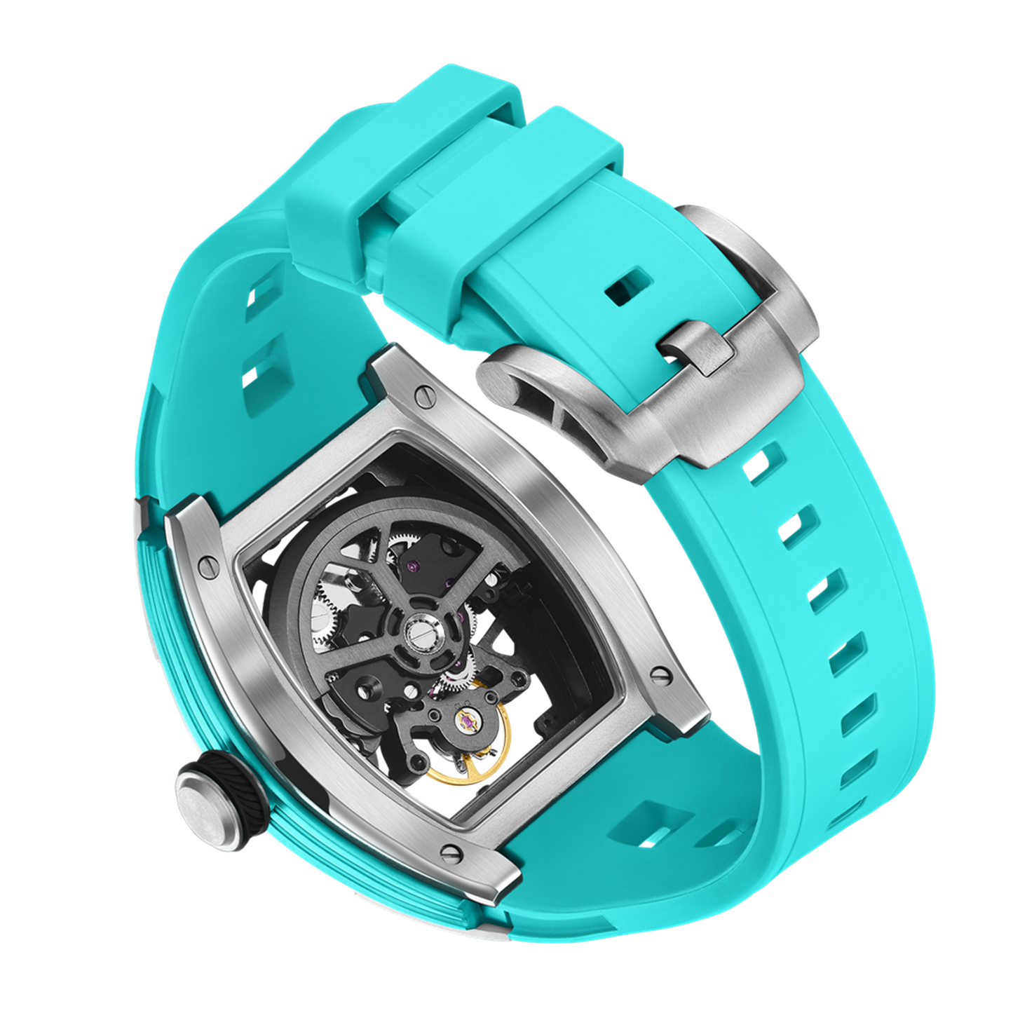 New Skeleton Dial Watches for Men Stainless Steel Case Automatic Mechanical Wristwatch