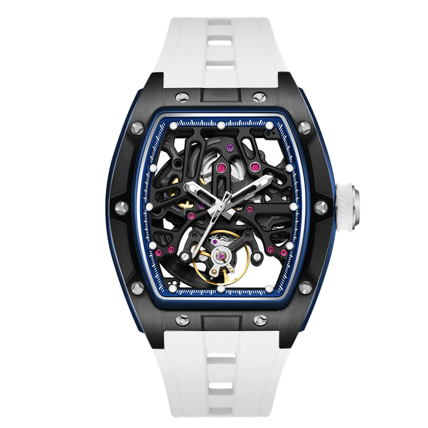 New Skeleton Dial Watches for Men Stainless Steel Case Automatic Mechanical Wristwatch