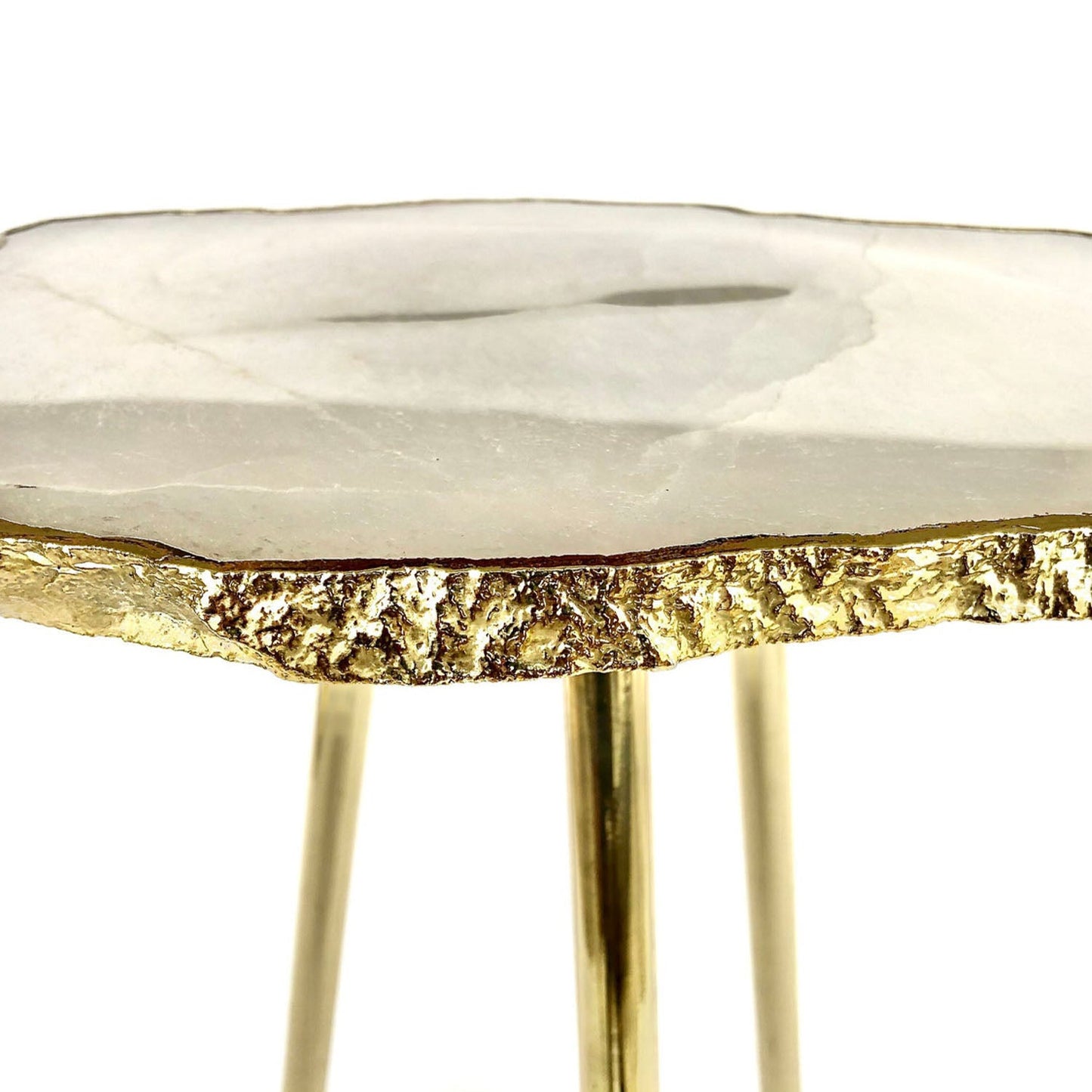 Small White Agate/Single Piece/Crystal/Gemstone/Quartz Organic Edge Side/Drink/Table-4