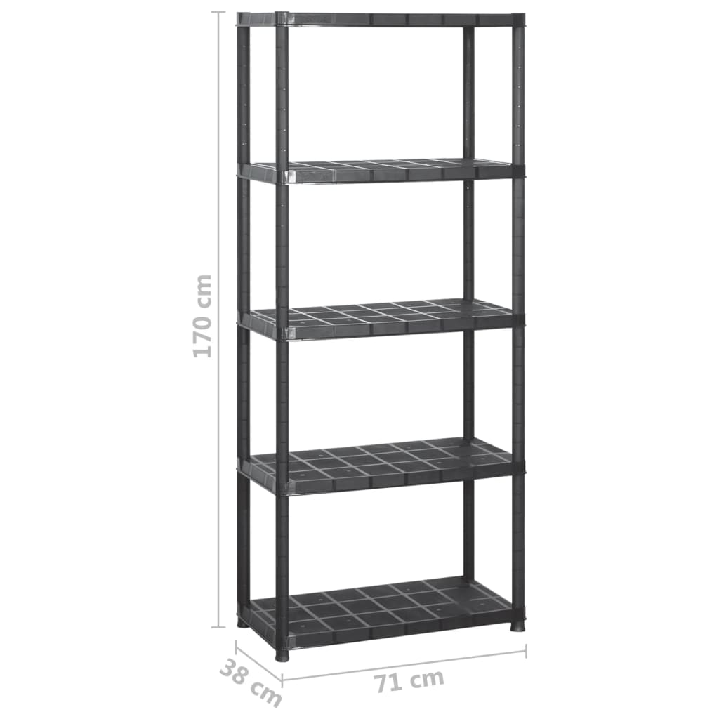 NNEVL Storage Shelf 5-Tier Black 284x38x170 cm Plastic