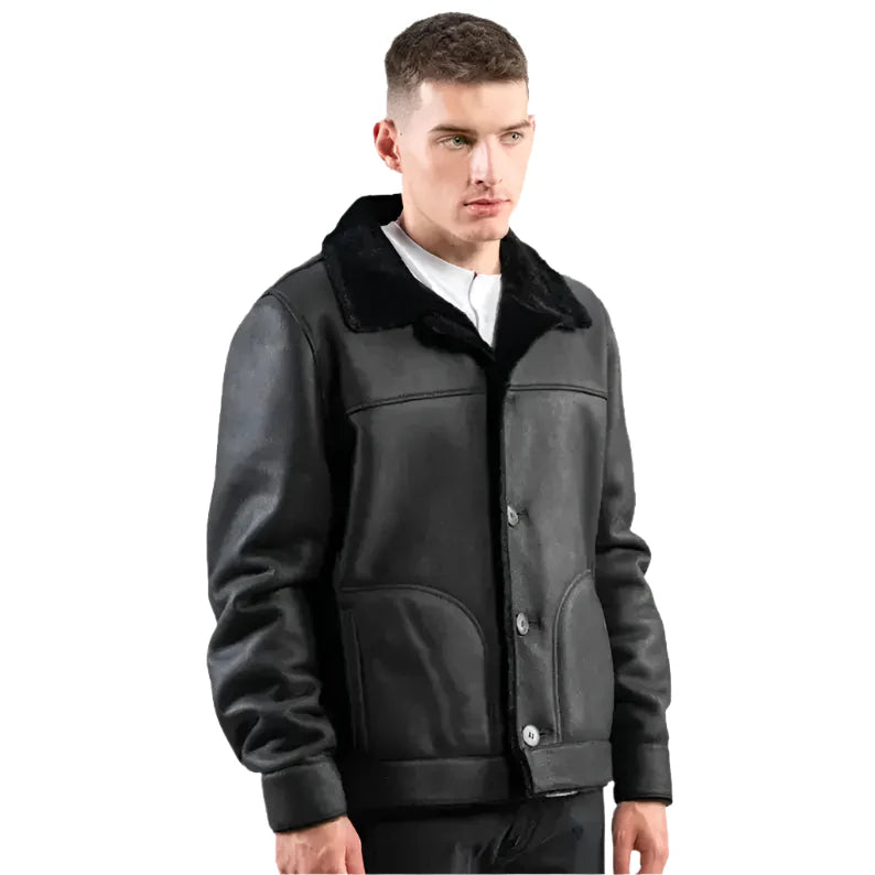 Men’s Black Real Sheepskin Jacket