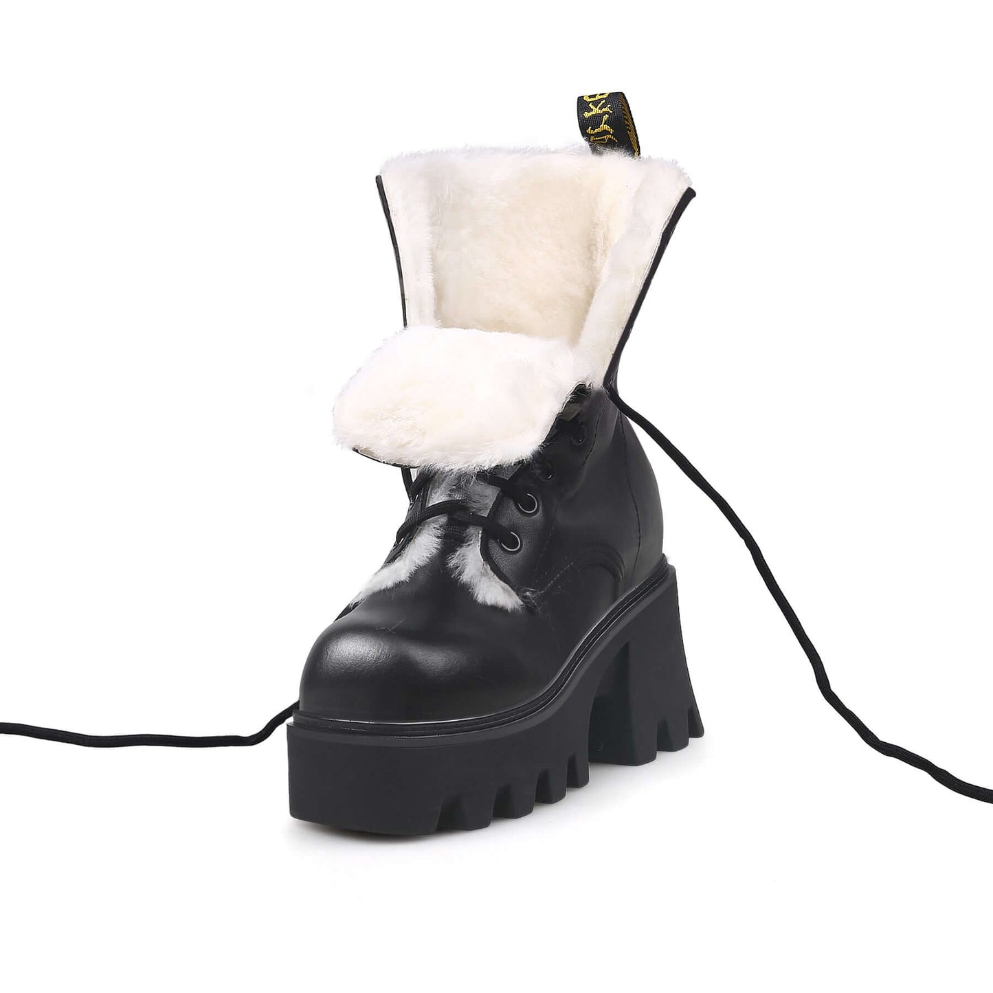 Fluffy Winter Thick Bottom Black Ankle Boots