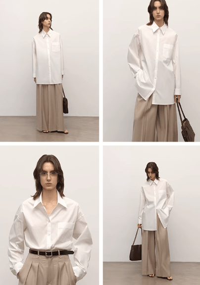 "Heart's Desire" high-end high-density nylon cotton drapes stylish all-match silhouette shirt