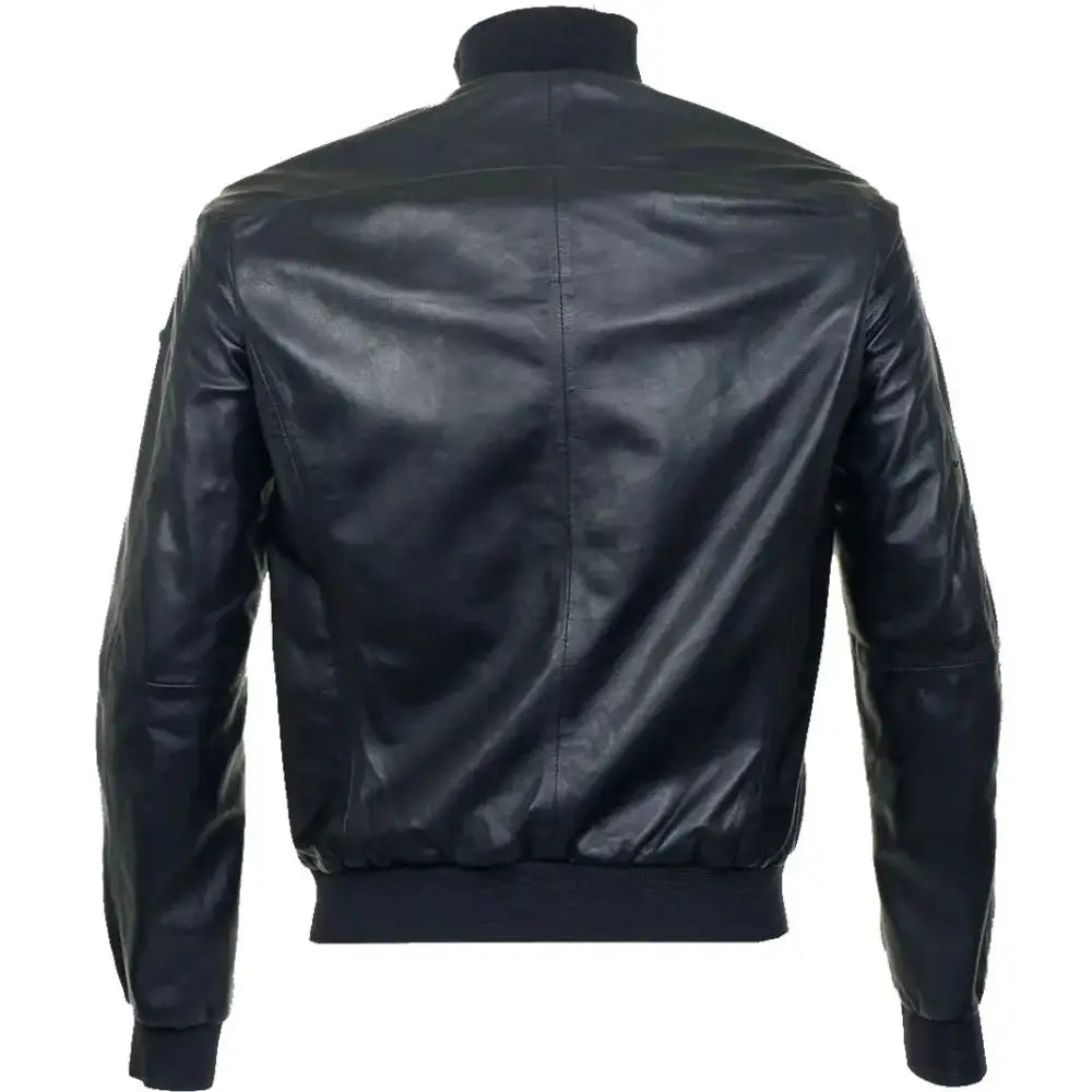 Men’s Fashion Mode Classic Soft Lambskin Leather Bomber Jacket