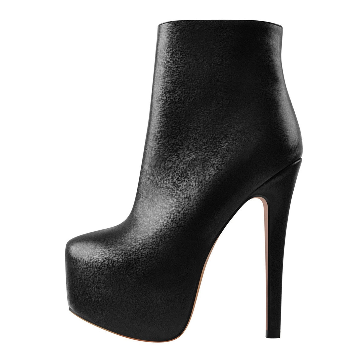 Sexy Black Platform Round Toe Stiletto Boots