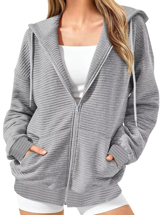 Featured image for How to Style a Drawstring Zip Up Dropped Shoulder Hoodie