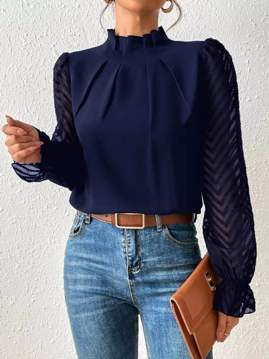 Featured image for Mock Neck Flounce Sleeve Blouse Review: Worth It?