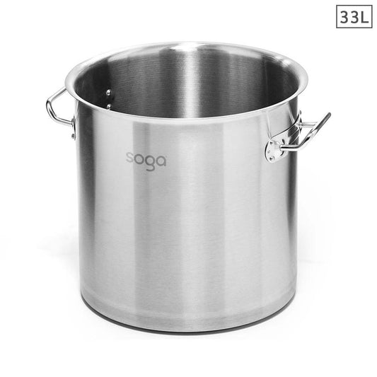 NNEAGS Stock Pot 33L Top Grade Thick Stainless Steel Stockpot 18/10 Without Lid
