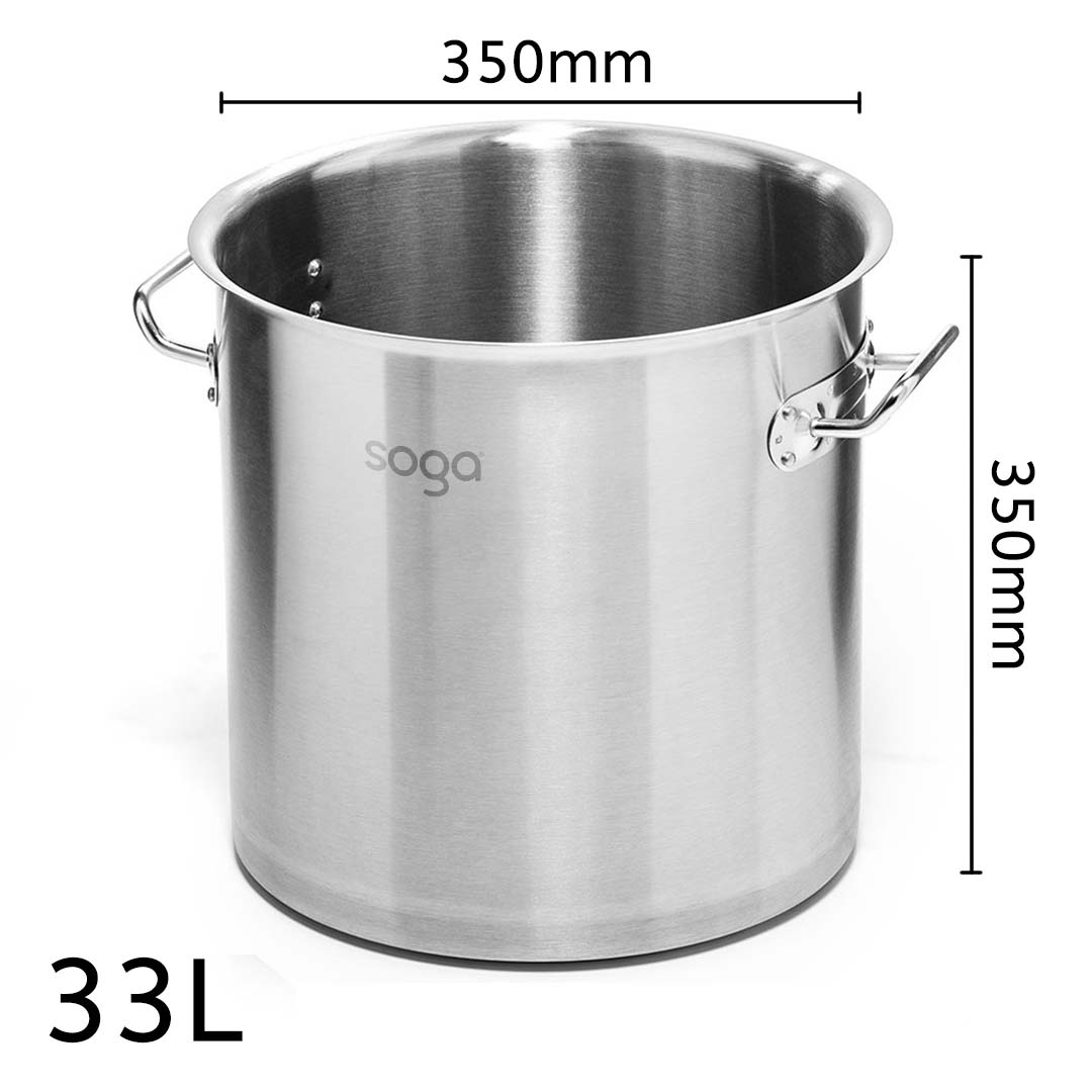 NNEAGS Stock Pot 33L Top Grade Thick Stainless Steel Stockpot 18/10 Without Lid