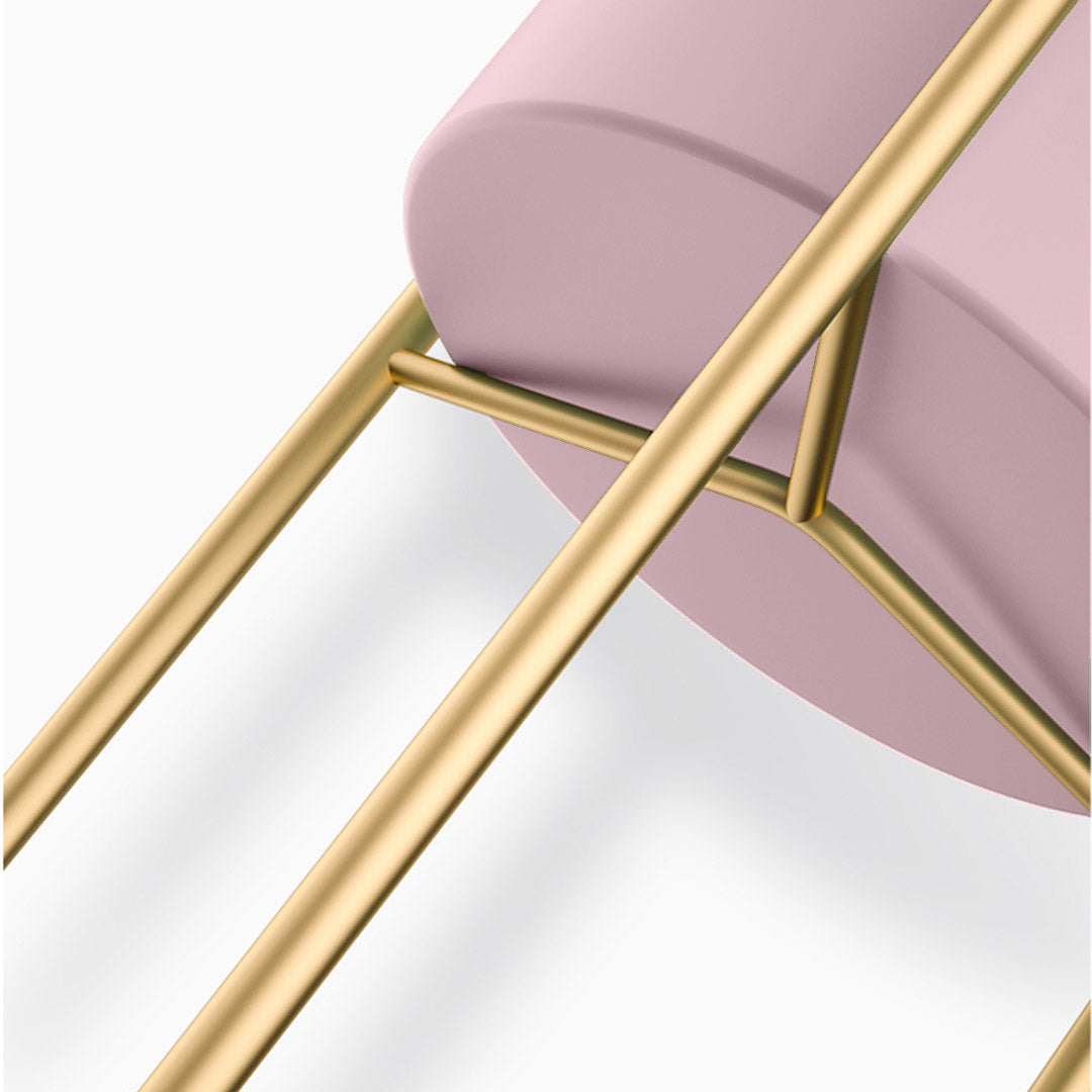 NNEAGS 2X 2 Layer 60cm Gold Metal Plant Stand with Pink Flower Pot Holder