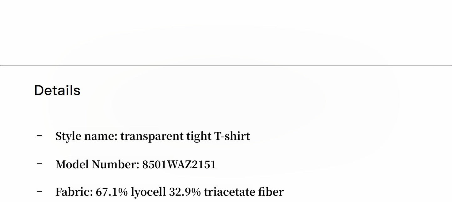 Transparent patchwork acetate Tencel temperament slim fit slim long sleeve T-shirt