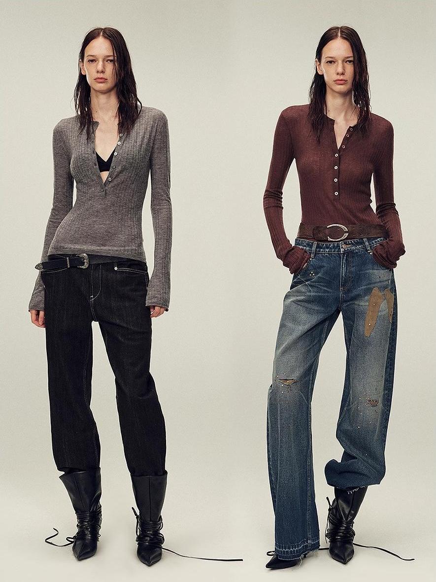 Ultrafine water-soluble wool blended versatile V-neck cardigan long-sleeved knitted top