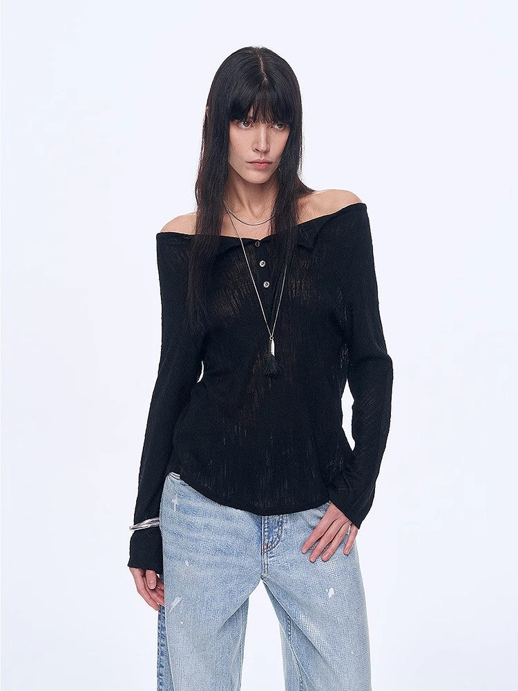 "Fashion Law" Casual One-shoulder Raglan Sleeve T-shirt Top