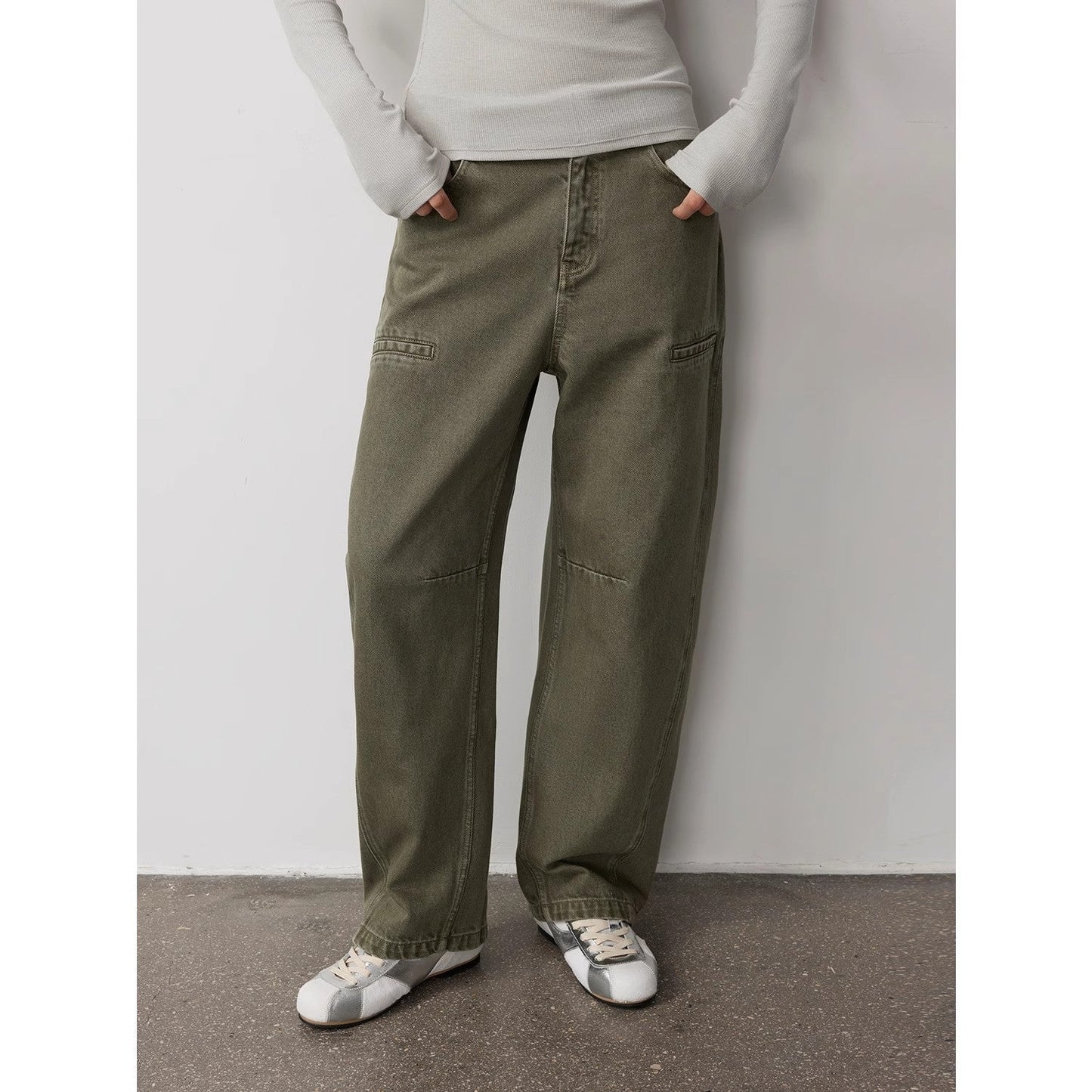 "Primal Instinct" retro distressed wasteland style washed silhouette loose scimitar jeans