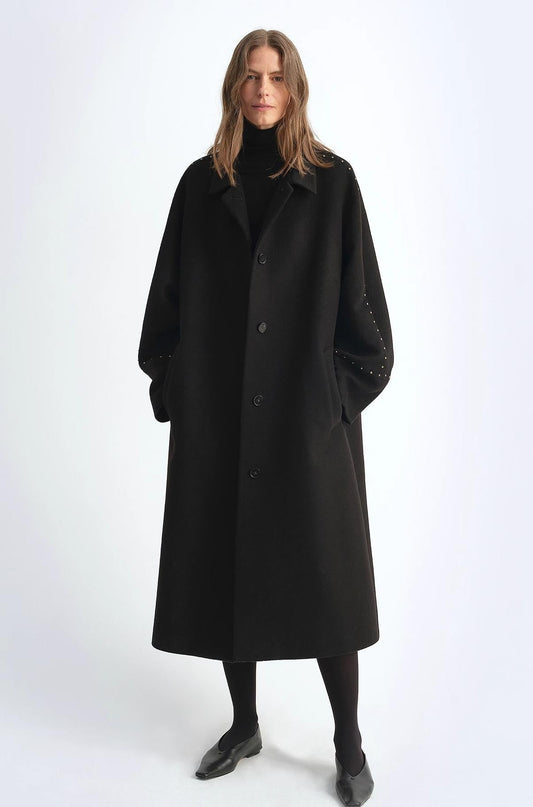 "Dream of Champs Elysees" riveted lapel wool coat women's autumn and winter coat-0