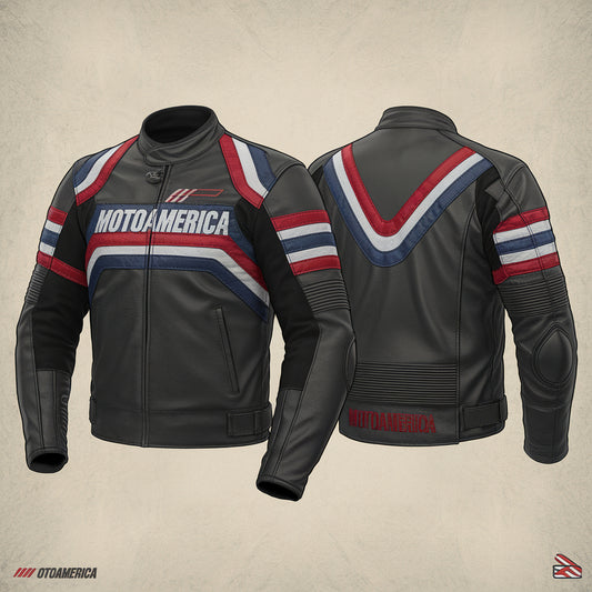 TorqueX Moto America 2025 Leather Racing Jacket