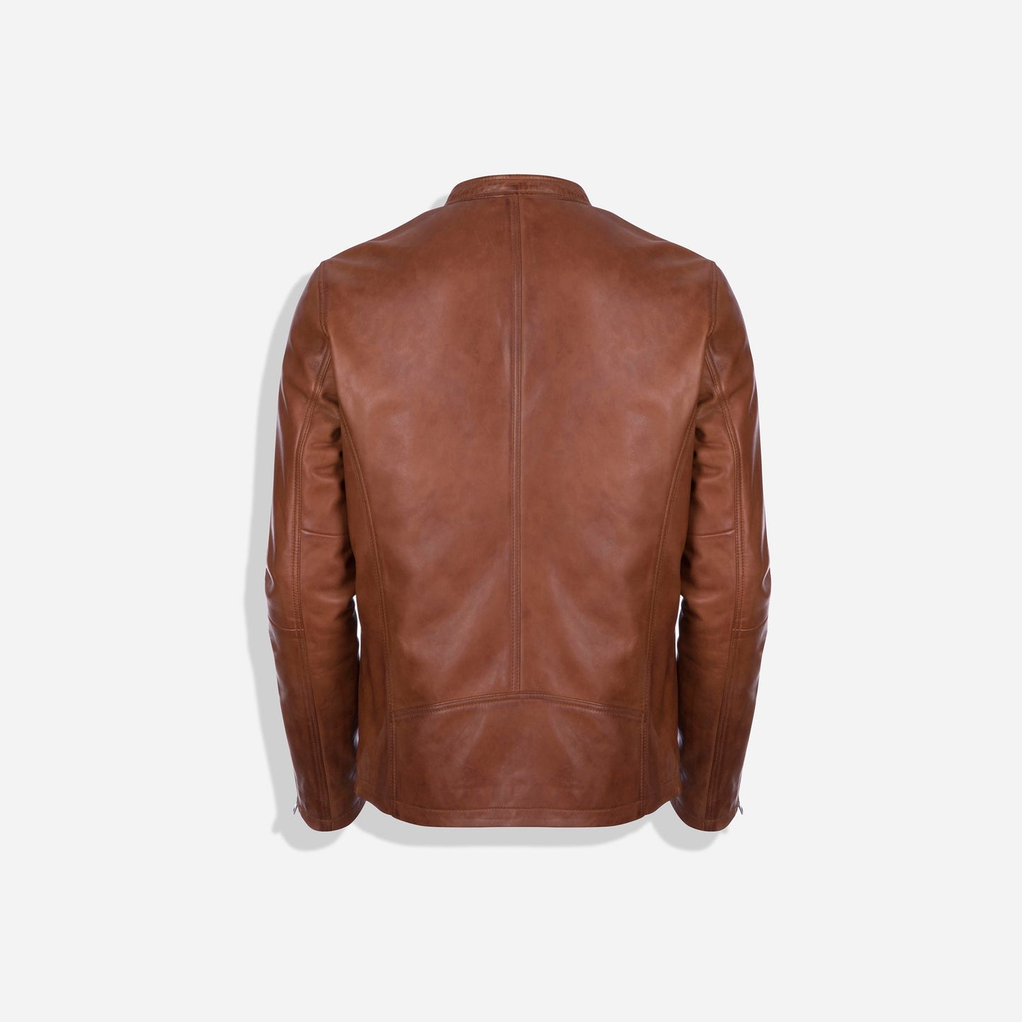 Burton Mandarin Collar Leather Jacket, Chestnut