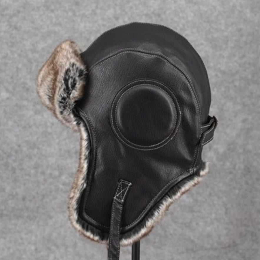 Unisex Vintage Style Genuine Sheep Leather Aviator Hat