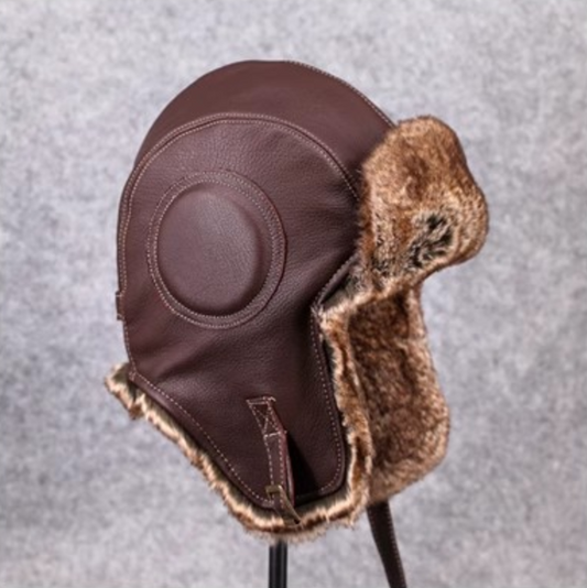 Unisex Vintage Style Genuine Sheep Leather Aviator Hat
