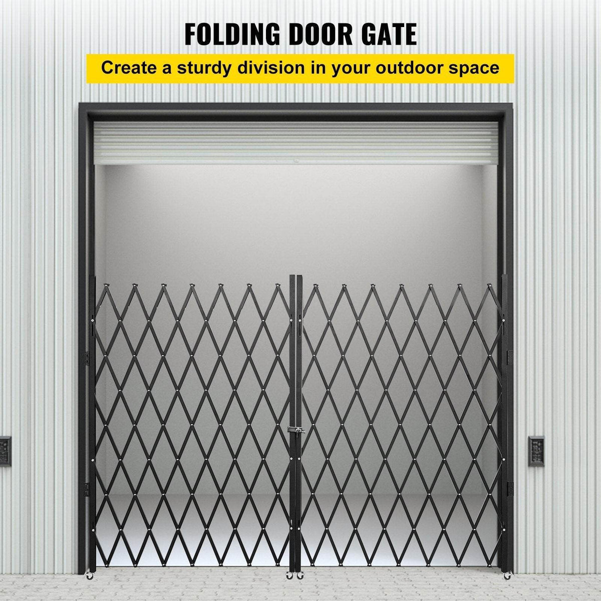 Double Folding Security Gate, 5.1 H X 10.2 W Folding Door Gate, Steel ...