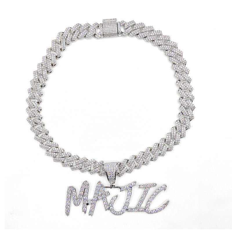 European And American Hip-hop Letters Custom Necklace Stitching Pendant