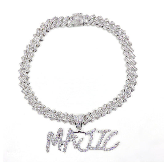 European And American Hip-hop Letters Custom Necklace Stitching Pendant