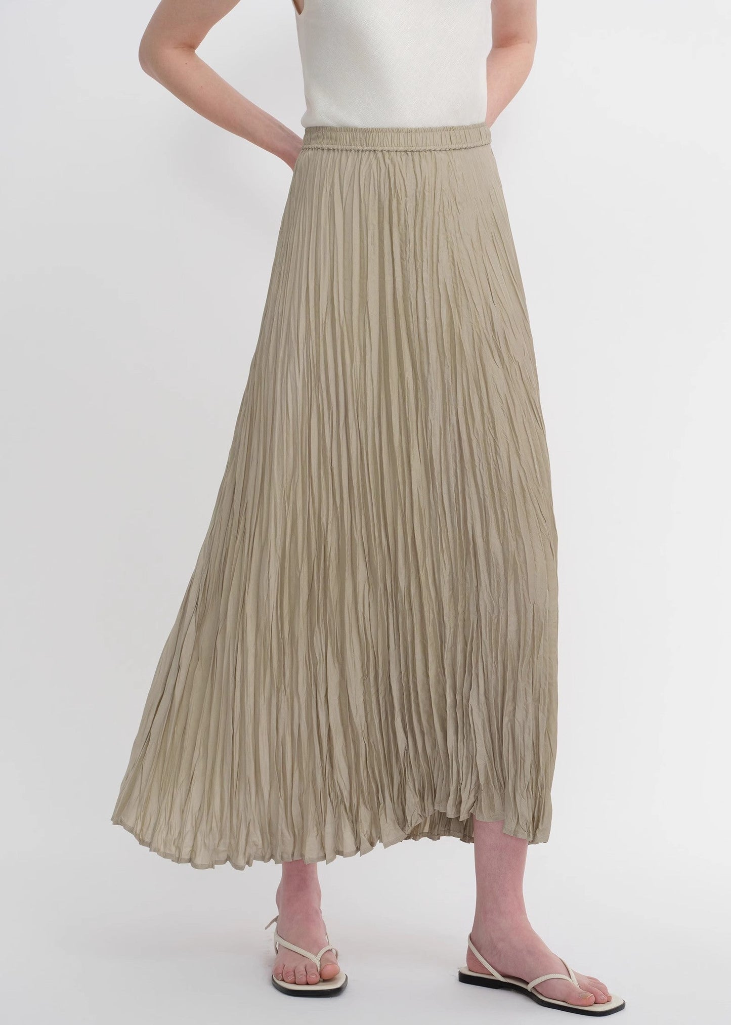 Mulberry silk custom pleated irregular hem skirt for women