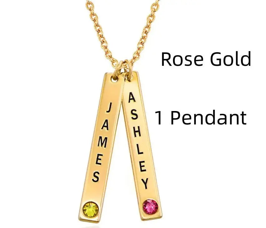 Personalized Vertical Necklace, Mother's Day Gift
