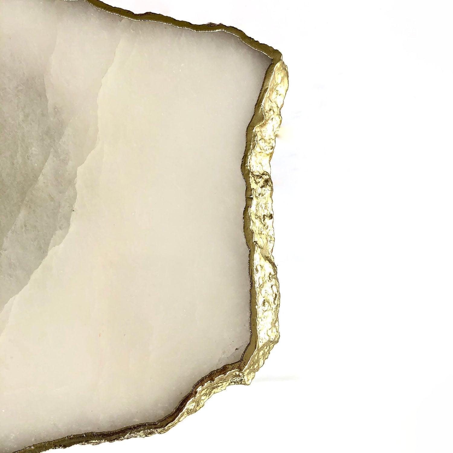 Small White Agate/Single Piece/Crystal/Gemstone/Quartz Organic Edge Side/Drink/Table-2