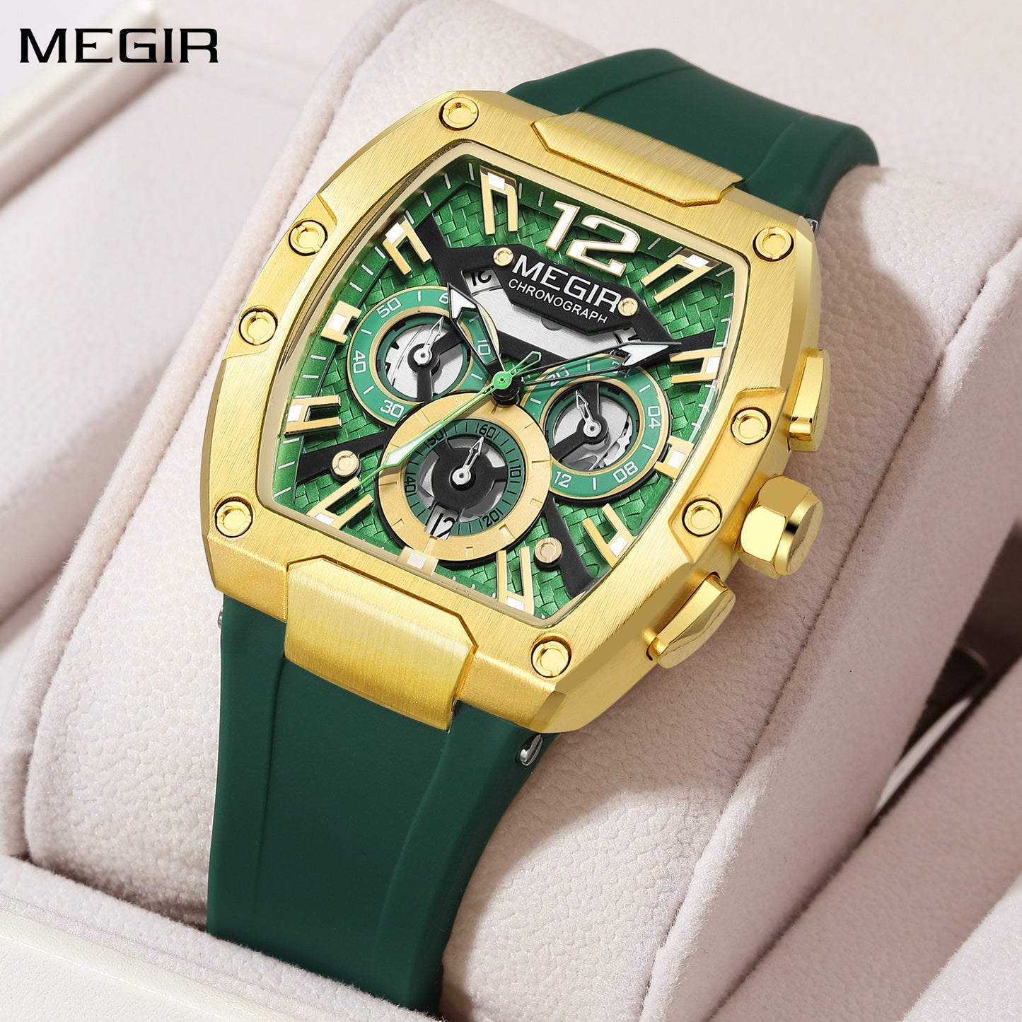 MEGIR Chronograph Luxury Sport Quartz Watch Men Waterproof Luminous