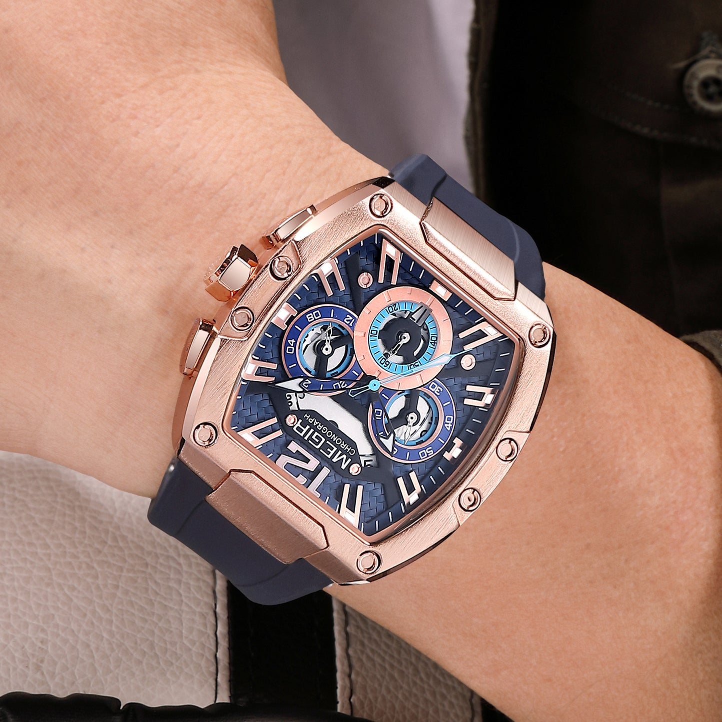 MEGIR Chronograph Luxury Sport Quartz Watch Men Waterproof Luminous