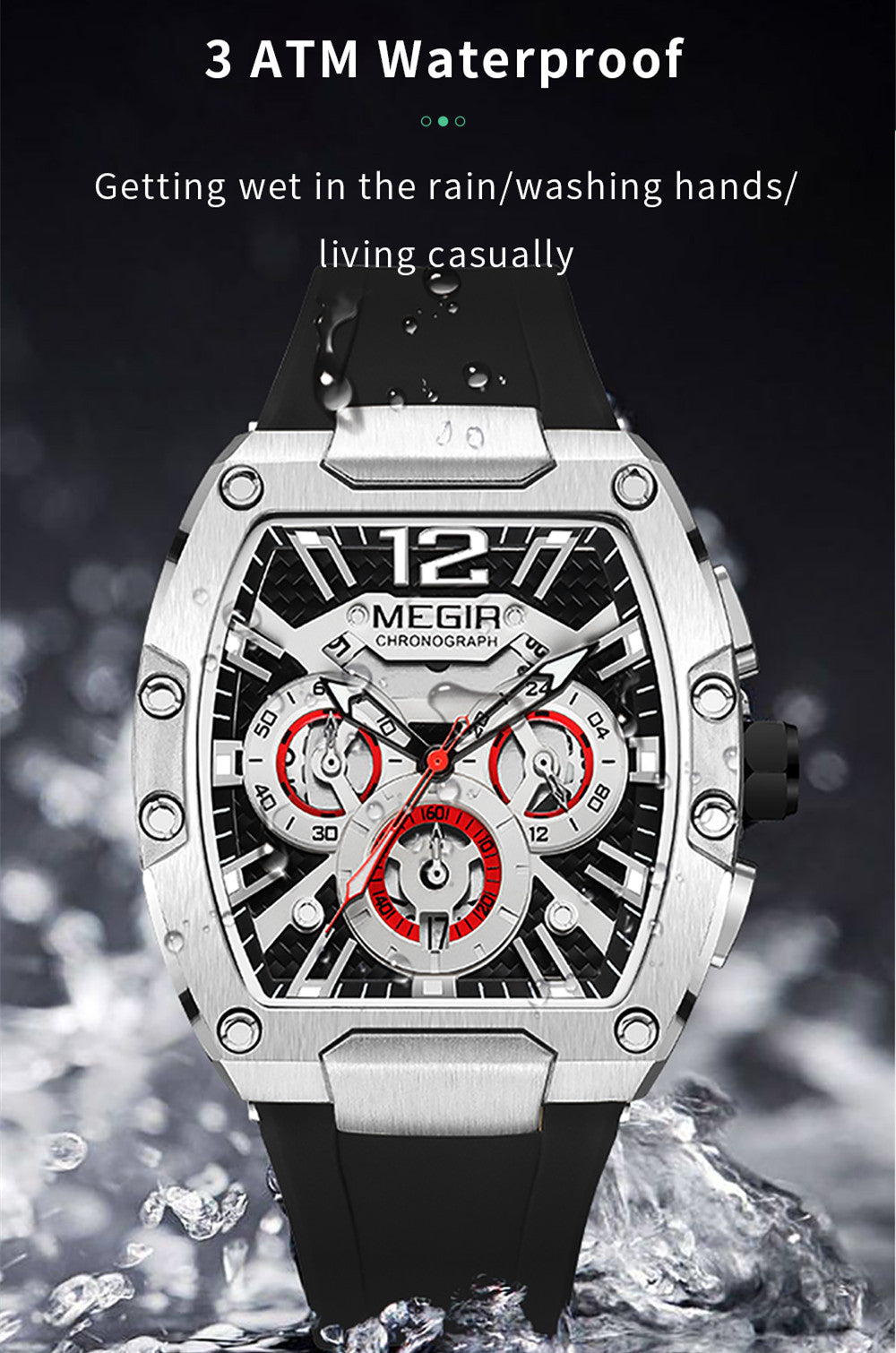 MEGIR Chronograph Luxury Sport Quartz Watch Men Waterproof Luminous