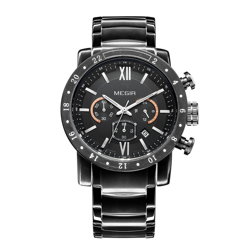 MEGIR Luxury Men's Business Watches Chronograph Waterproof Stainless Steel Quartz