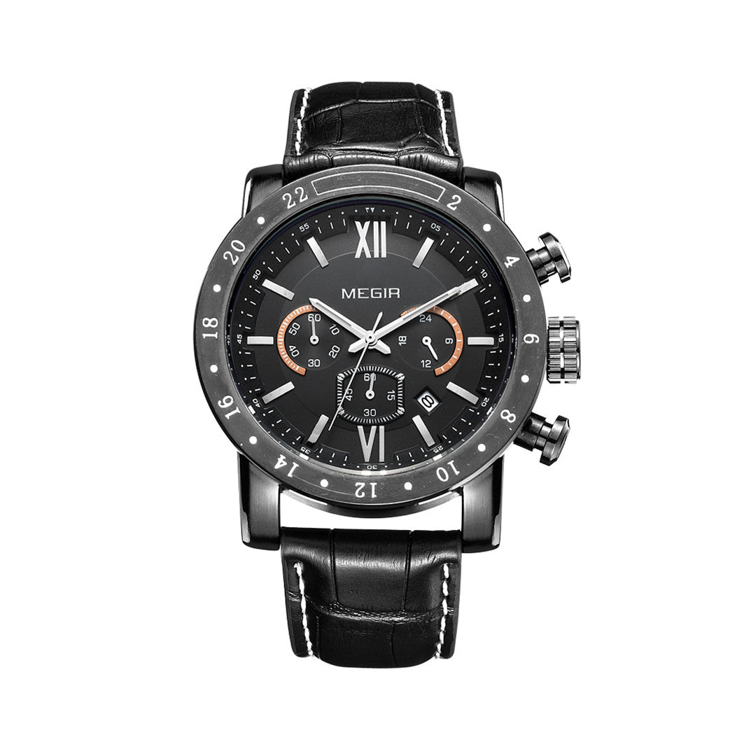 MEGIR Luxury Men's Business Watches Chronograph Waterproof Stainless Steel Quartz