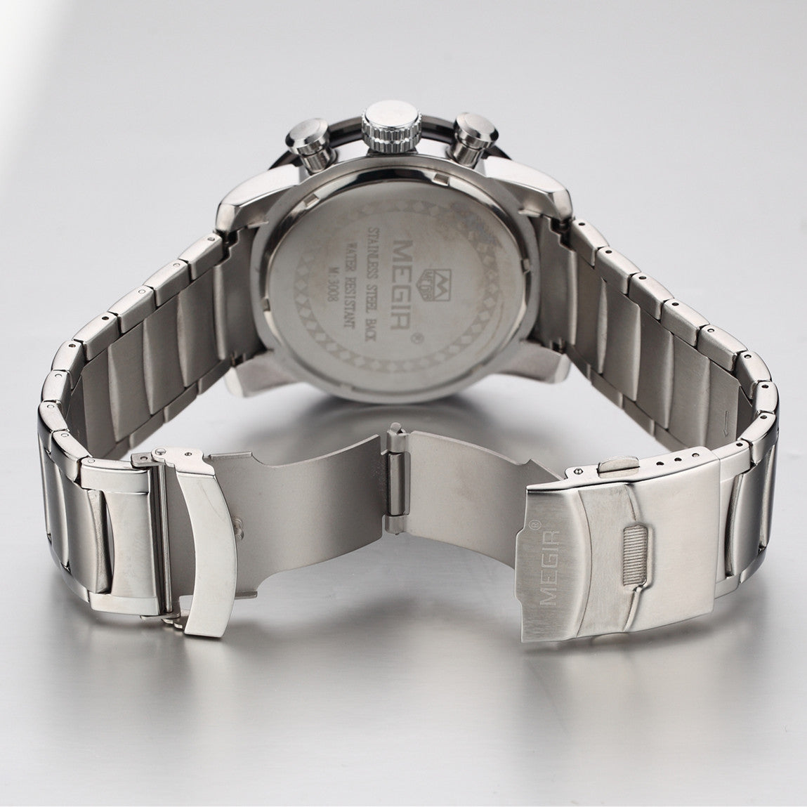 MEGIR Luxury Men's Business Watches Chronograph Waterproof Stainless Steel Quartz
