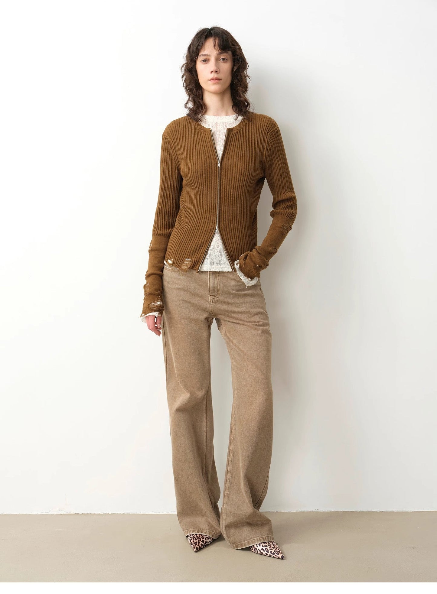 "Pure Flared" Japanese imported fabric Vintage retro washed loose flared jeans for women