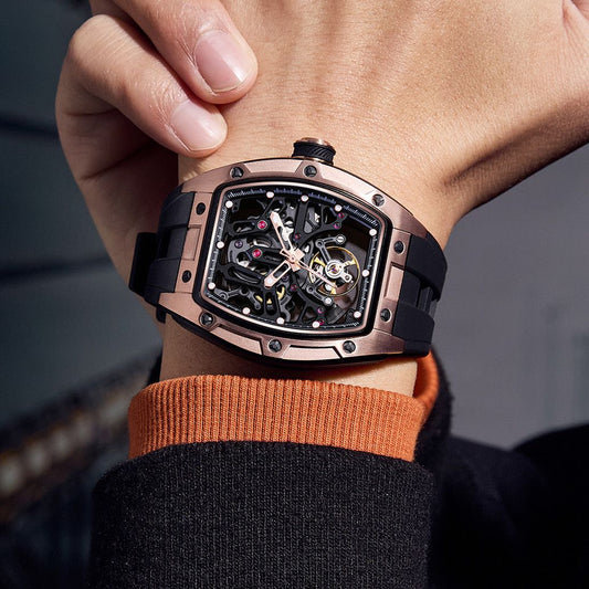 New Skeleton Dial Watches for Men Stainless Steel Case Automatic Mechanical Wristwatch