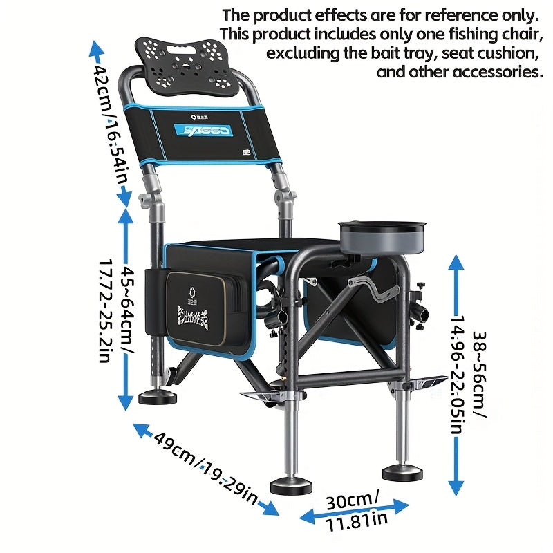 NNETM Portable Fishing Chair Adjustable Foldable Black Iron