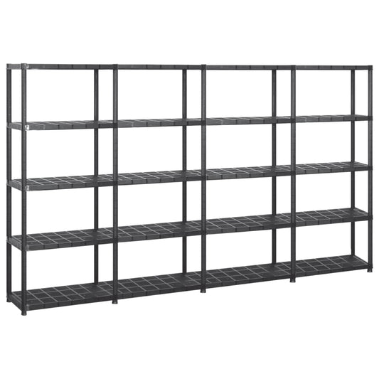 NNEVL Storage Shelf 5-Tier Black 284x38x170 cm Plastic