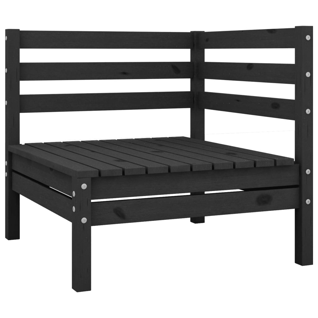 NNEVL Garden Corner Sofa Black Solid Pinewood