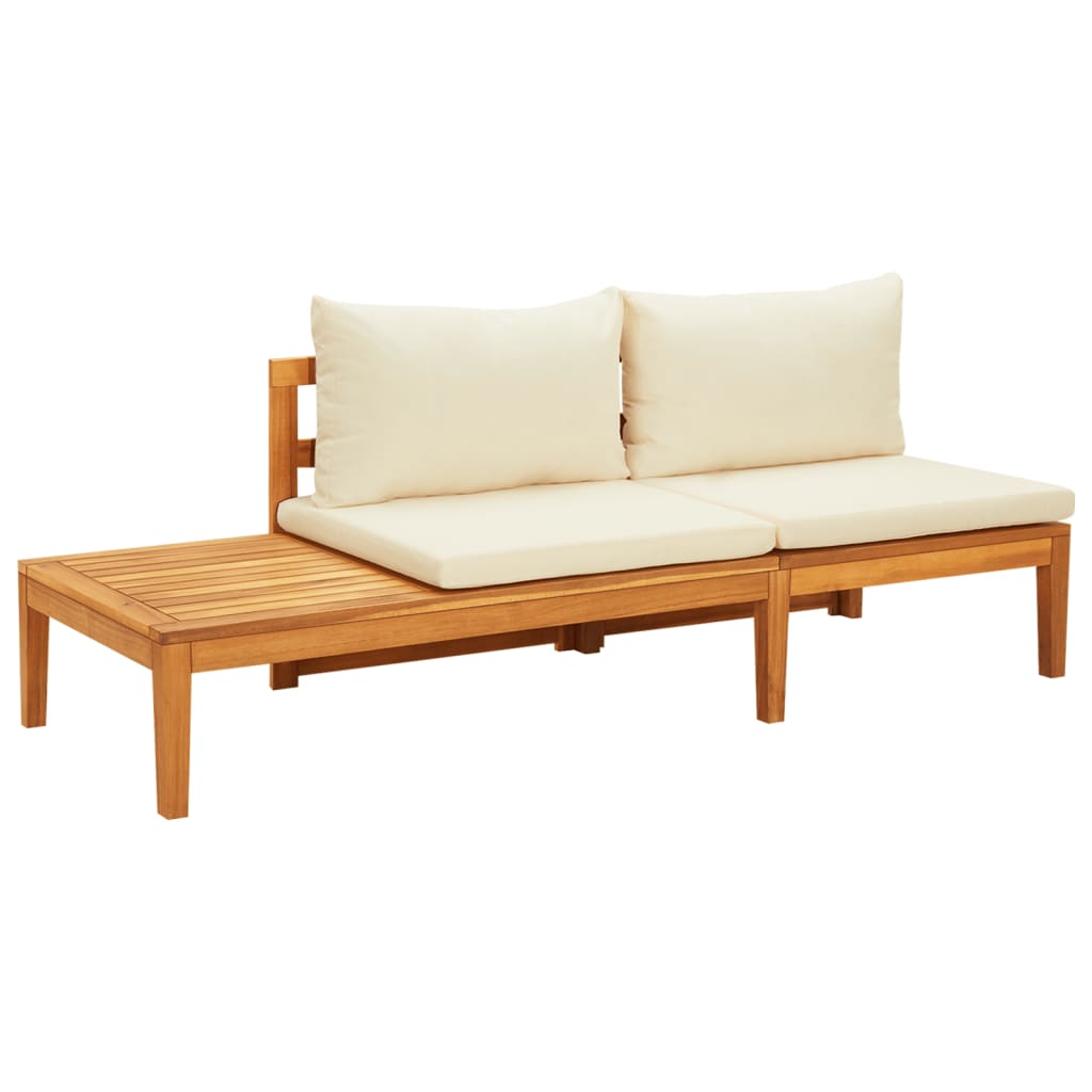 NNEVL Garden Benches with Cream White Cushions 2 pcs Acacia Wood