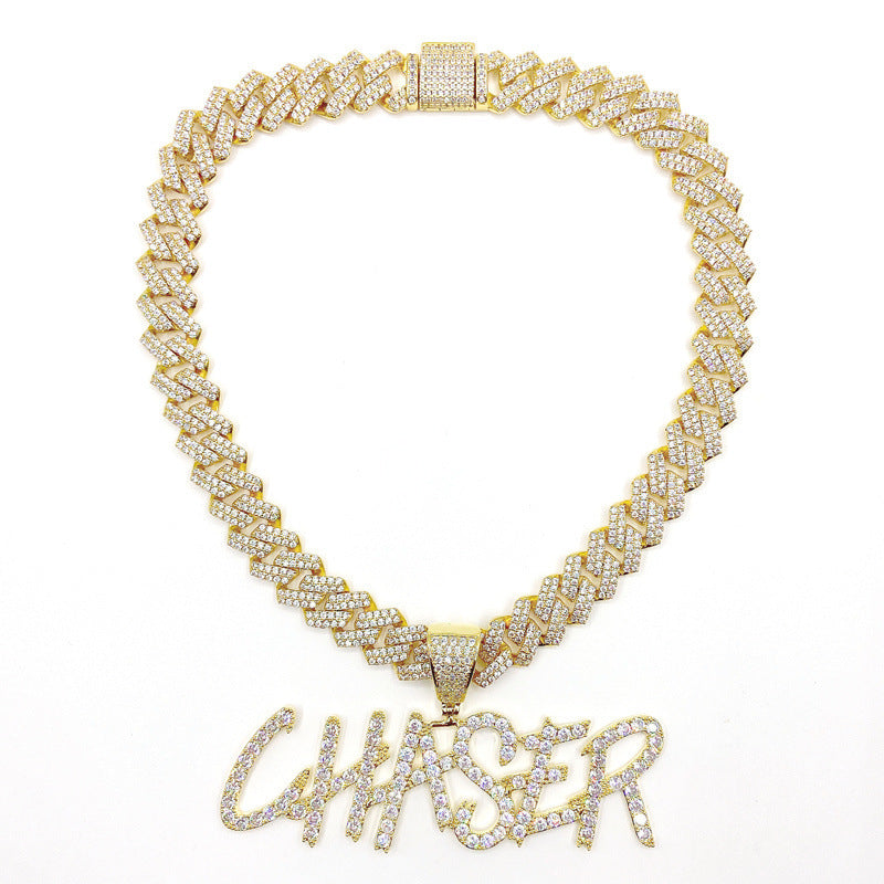 European And American Hip-hop Letters Custom Necklace Stitching Pendant