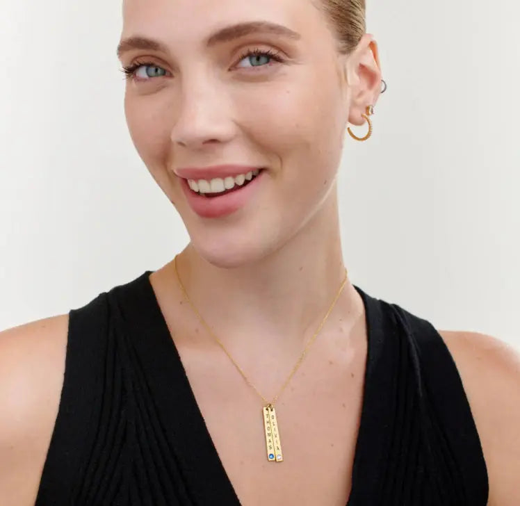 Personalized Vertical Necklace, Mother's Day Gift